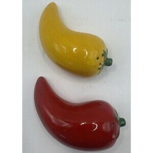 Chili Pepper Salt and Pepper Shakers Red and Yellow Ceramic Kitchen Decor